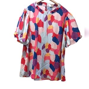 - COLORFUL  BUBBLE SHORT SLEEVE TOP NWT